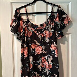 Challis Cold Shoulder Flower Blouse